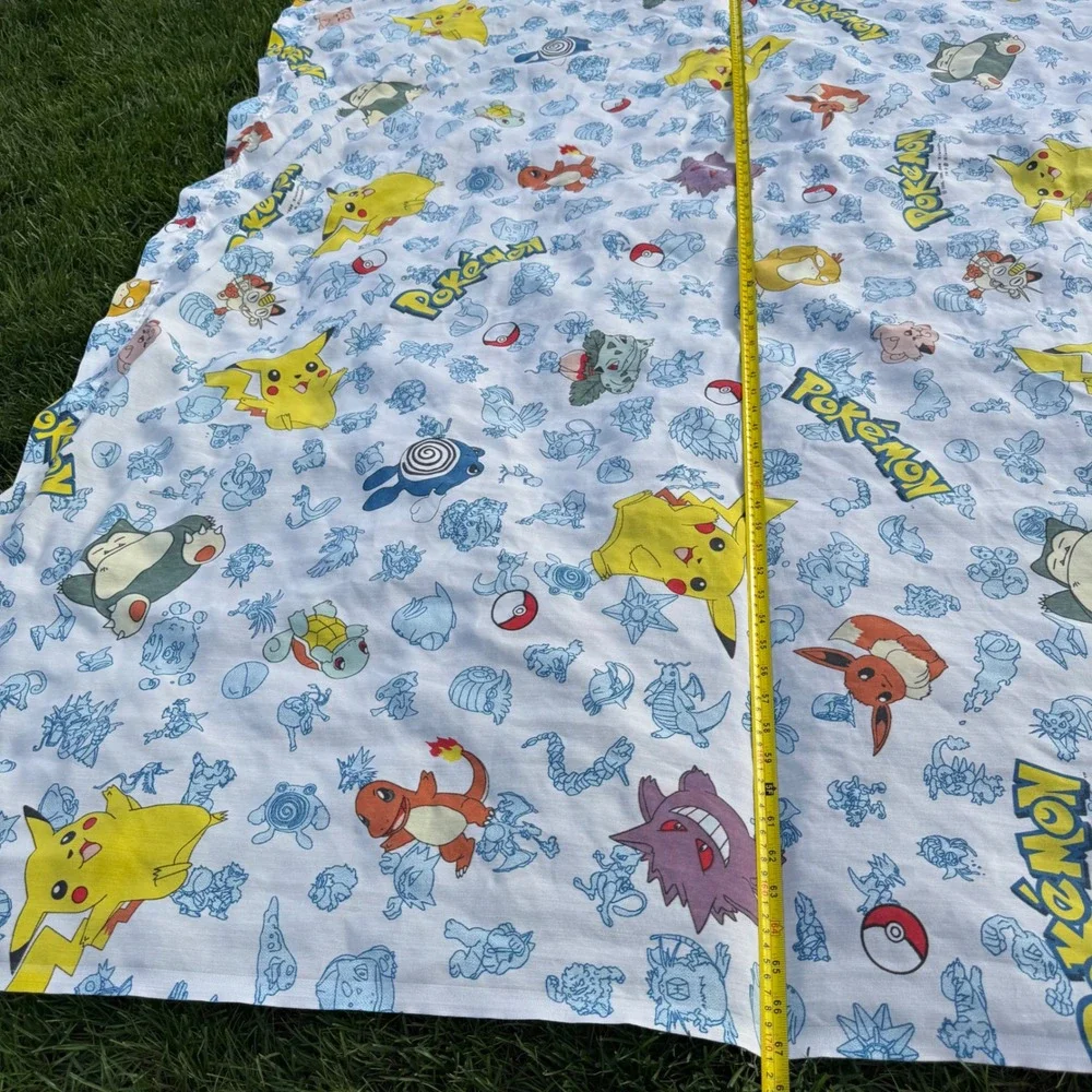 Vintage 1998 Pokemon Twin Flat Sheet Pikachu Gengar Eevee booth table cover USA